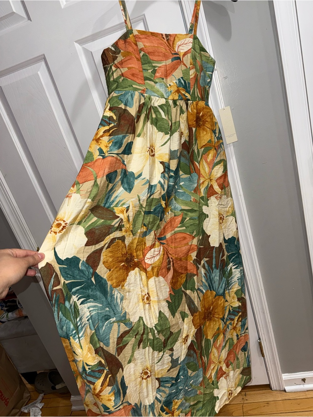 Calypso St.Barth Floral Tropical Maxi Dress in Mustard & Teal